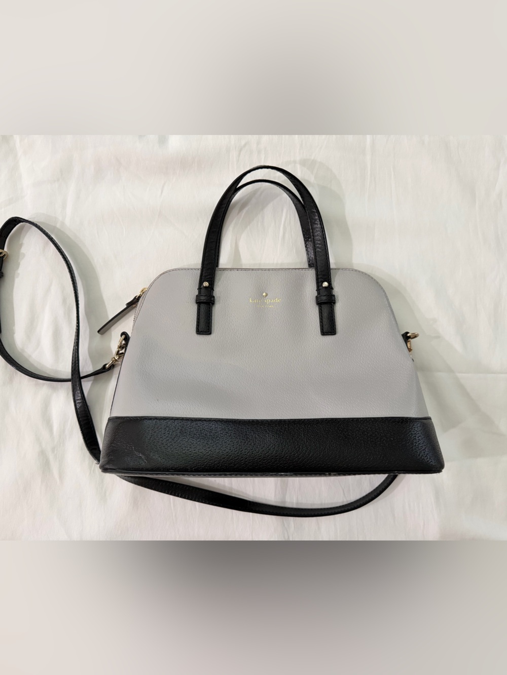 kate spade Gray and Black Dome Satchel with Crossbody Strap